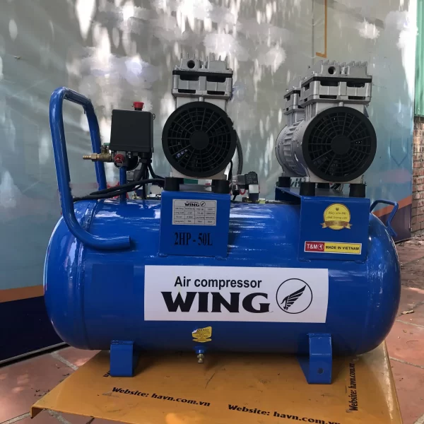 Máy nén khí không dầu Wing TW-OF750X2-50L 2hp 12 Máy nén khí không dầu wing 50l