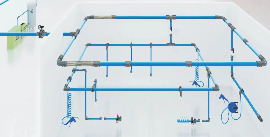 Đường ống và kết nối trong hệ thống khí nén